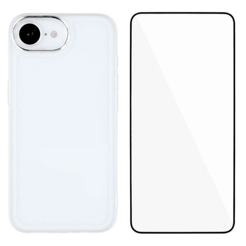 WANLONFENG For iPhone 17e / 16e TPU Case  DKSM Series Electroplated Frame Back Cover with Tempered Glass