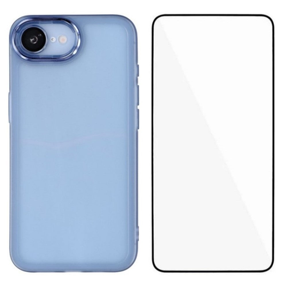 WANLONFENG For iPhone 17e / 16e TPU Case  DKSM Series Electroplated Frame Back Cover with Tempered Glass