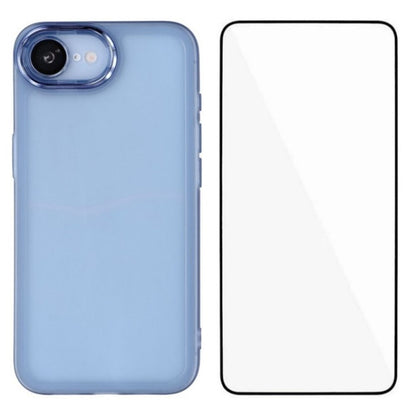 WANLONFENG For iPhone 17e / 16e TPU Case  DKSM Series Electroplated Frame Back Cover with Tempered Glass