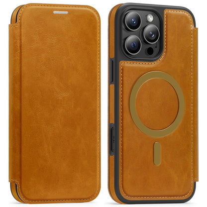 For iPhone 16 Pro Max Leather Case Compatible with MagSafe RFID Blocking Card Holder Phone Cover