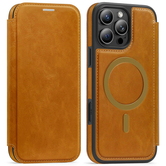 For iPhone 16 Pro Max Leather Case Compatible with MagSafe RFID Blocking Card Holder Phone Cover