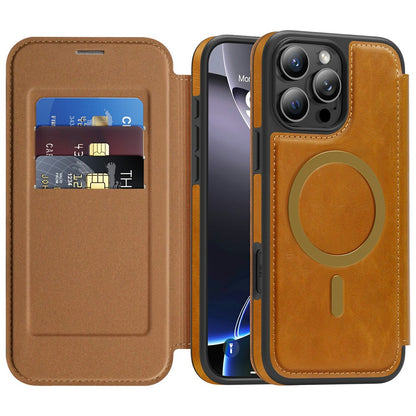 For iPhone 16 Pro Max Leather Case Compatible with MagSafe RFID Blocking Card Holder Phone Cover