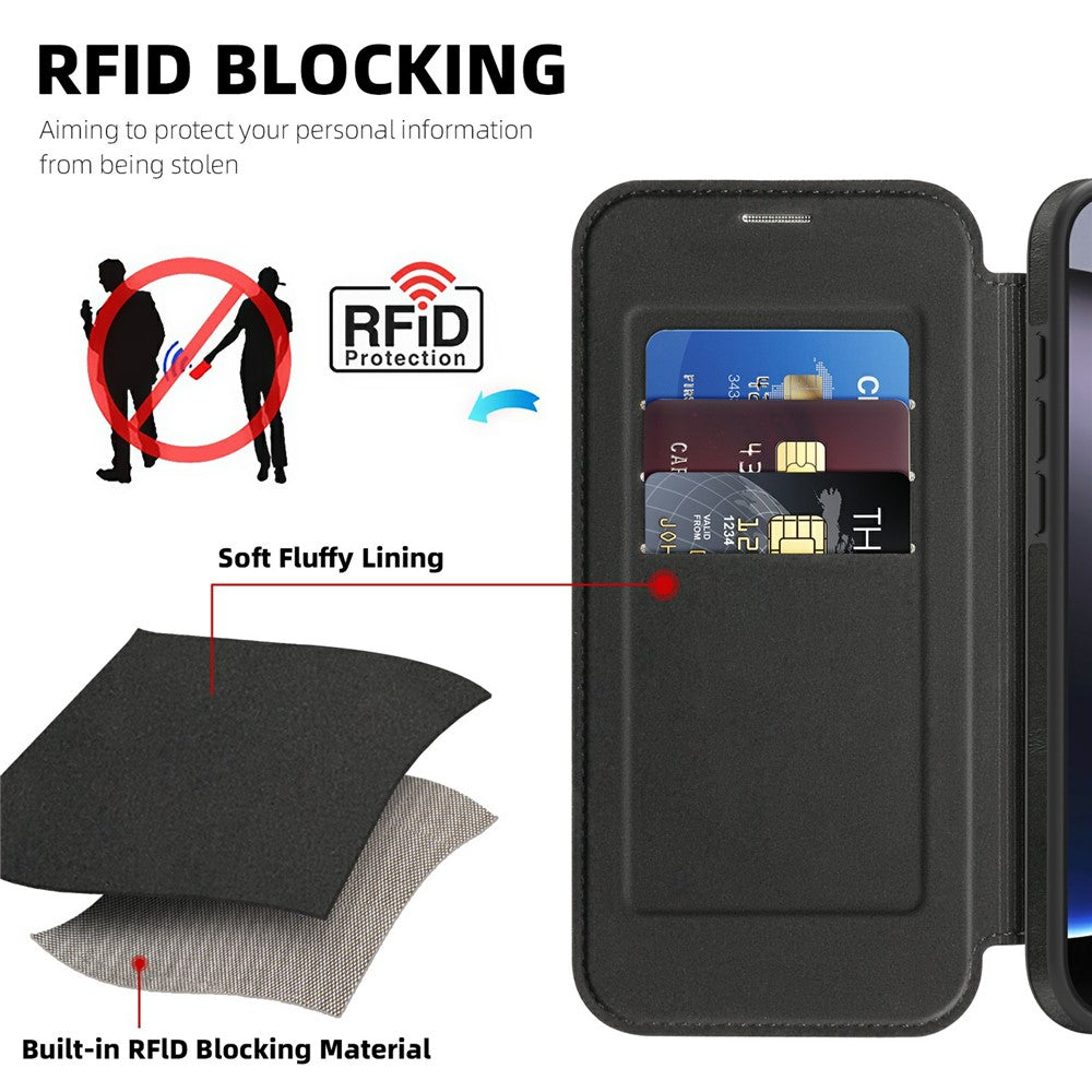 For iPhone 16 Pro Max Leather Case Compatible with MagSafe RFID Blocking Card Holder Phone Cover