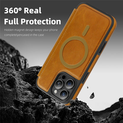 For iPhone 16 Pro Max Leather Case Compatible with MagSafe RFID Blocking Card Holder Phone Cover