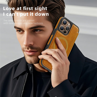 For iPhone 16 Pro Max Leather Case Compatible with MagSafe RFID Blocking Card Holder Phone Cover