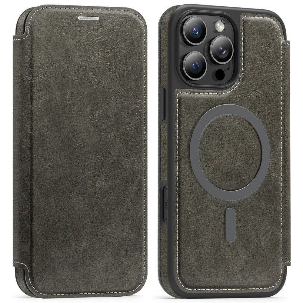 For iPhone 16 Pro Max Leather Case Compatible with MagSafe RFID Blocking Card Holder Phone Cover
