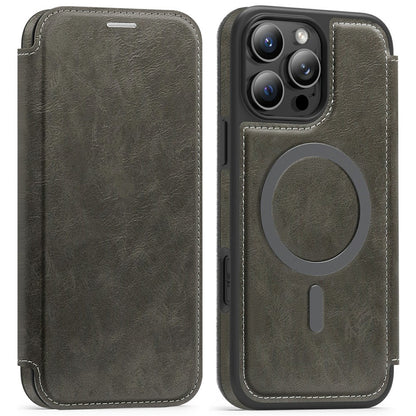 For iPhone 16 Pro Max Leather Case Compatible with MagSafe RFID Blocking Card Holder Phone Cover