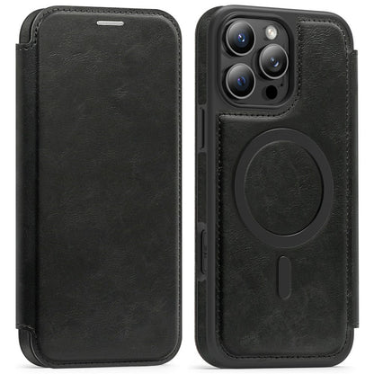 For iPhone 16 Pro Max Leather Case Compatible with MagSafe RFID Blocking Card Holder Phone Cover