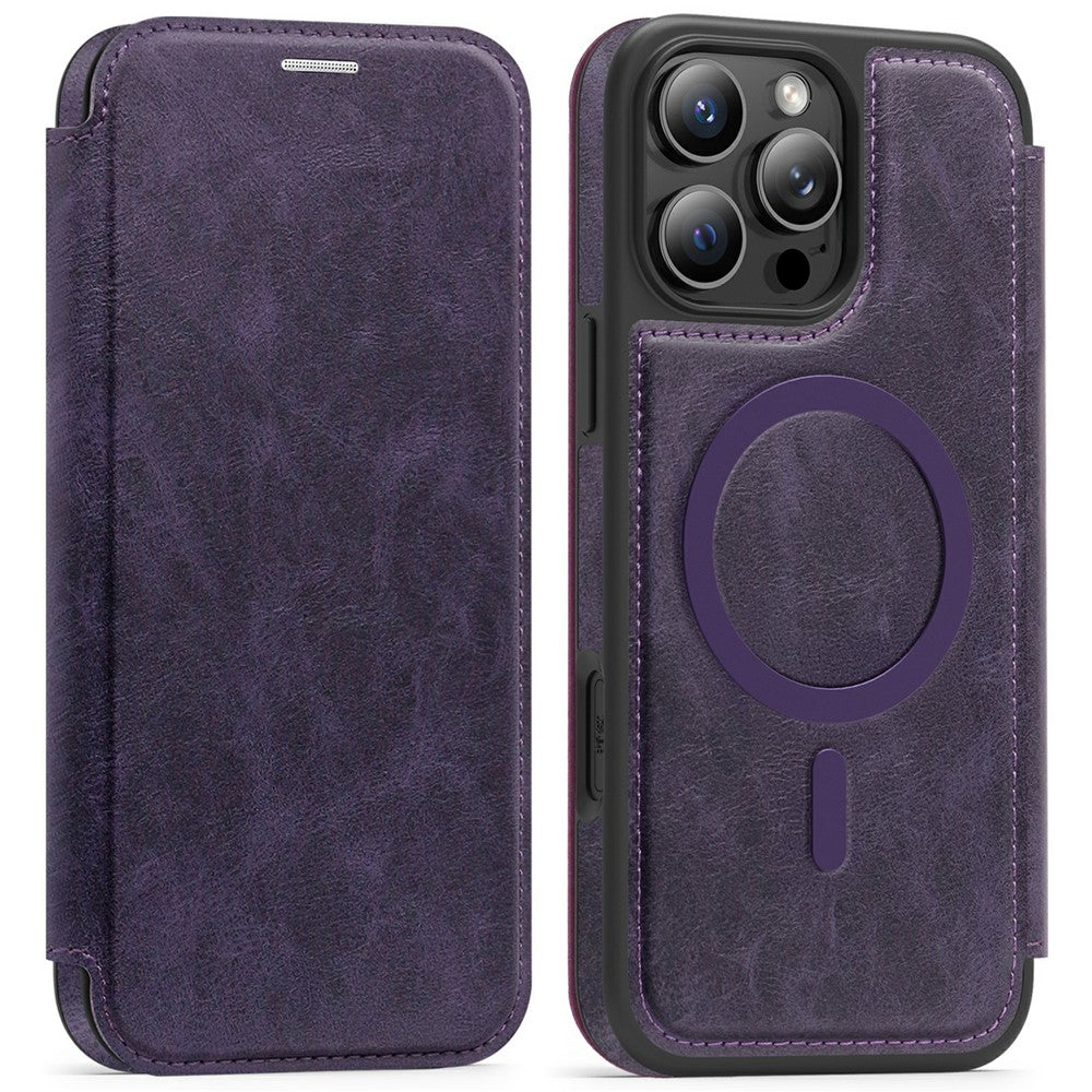 For iPhone 16 Pro Max Leather Case Compatible with MagSafe RFID Blocking Card Holder Phone Cover