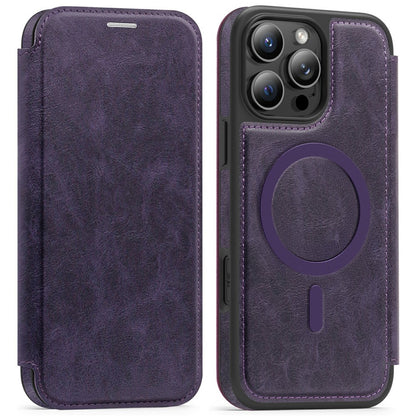 For iPhone 16 Pro Max Leather Case Compatible with MagSafe RFID Blocking Card Holder Phone Cover