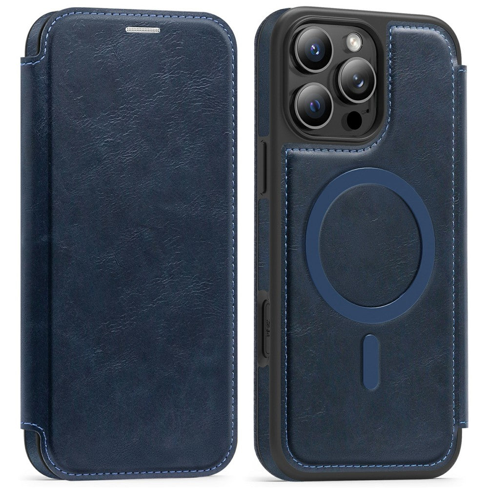 For iPhone 16 Pro Max Leather Case Compatible with MagSafe RFID Blocking Card Holder Phone Cover