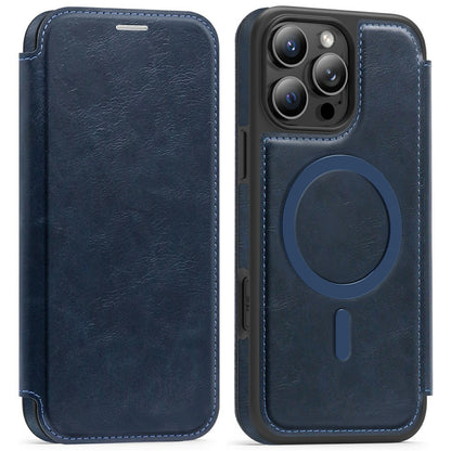 For iPhone 16 Pro Max Leather Case Compatible with MagSafe RFID Blocking Card Holder Phone Cover