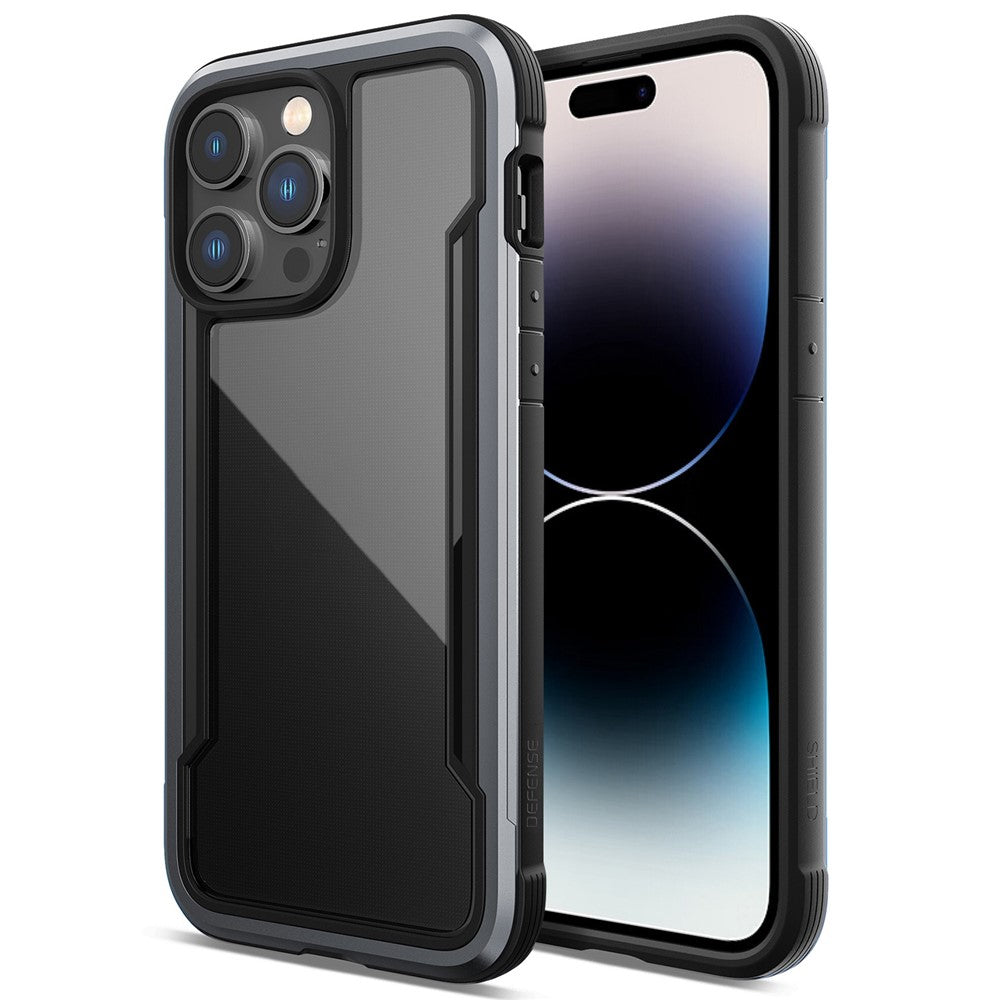 DEFENSE For iPhone 14 Pro Max Anti-bacteria PC+TPU+Aluminum Alloy Phone Case Crystal Clear Drop-proof Back Cover