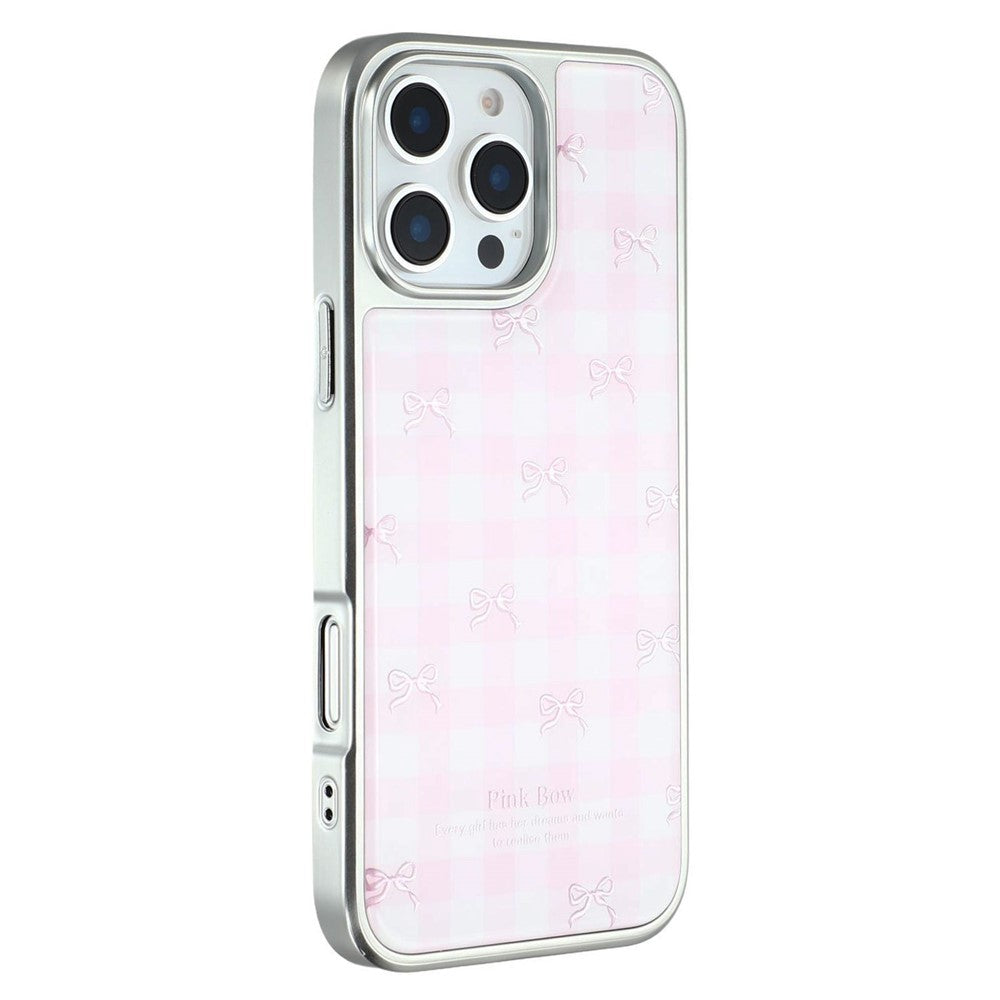 For iPhone 16 Pro Max Case Lacquered Epoxy Pattern TPU + Acrylic Phone Cover Large Camera Cutout
