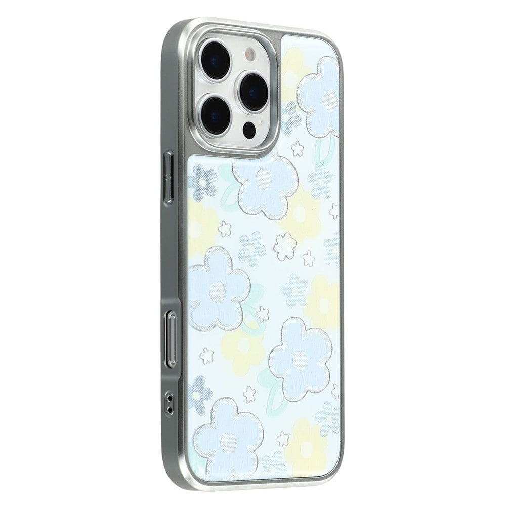 For iPhone 16 Pro Max Case Lacquered Epoxy Pattern TPU + Acrylic Phone Cover Large Camera Cutout