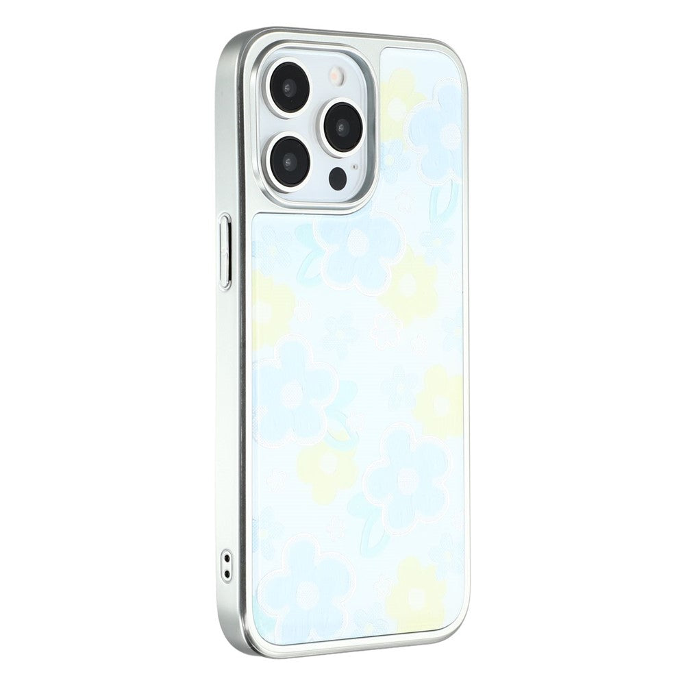 For iPhone 15 Pro Case Lacquered Epoxy Pattern TPU + Acrylic Phone Cover Large Camera Cutout