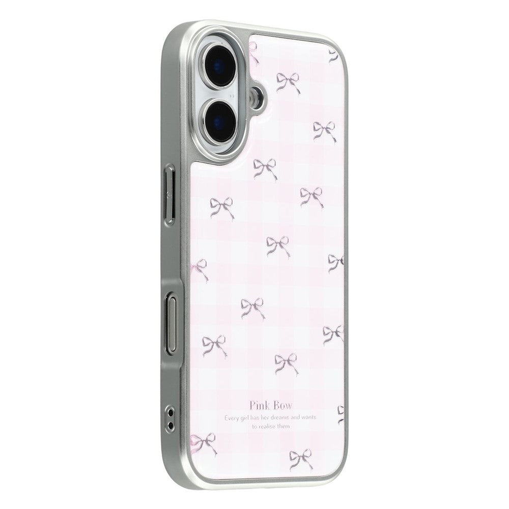 For iPhone 16 Case Lacquered Epoxy Pattern TPU + Acrylic Phone Cover Large Camera Cutout