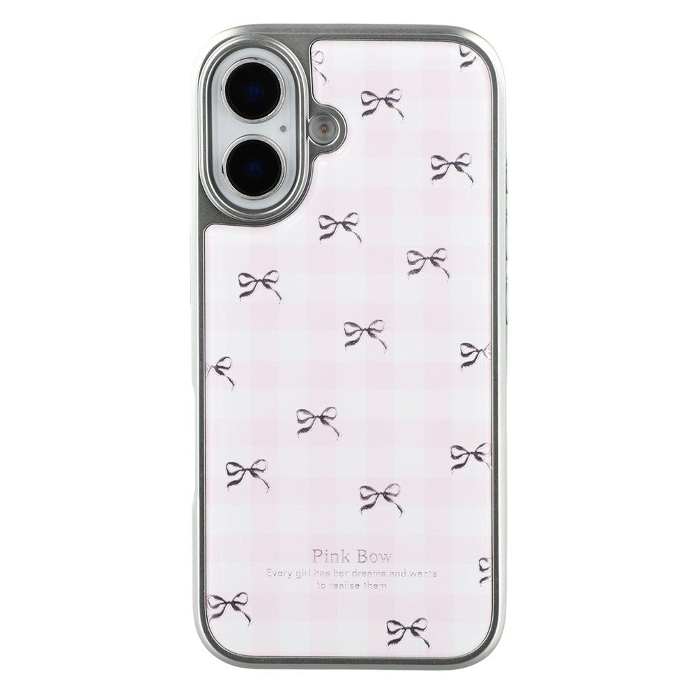 For iPhone 16 Case Lacquered Epoxy Pattern TPU + Acrylic Phone Cover Large Camera Cutout