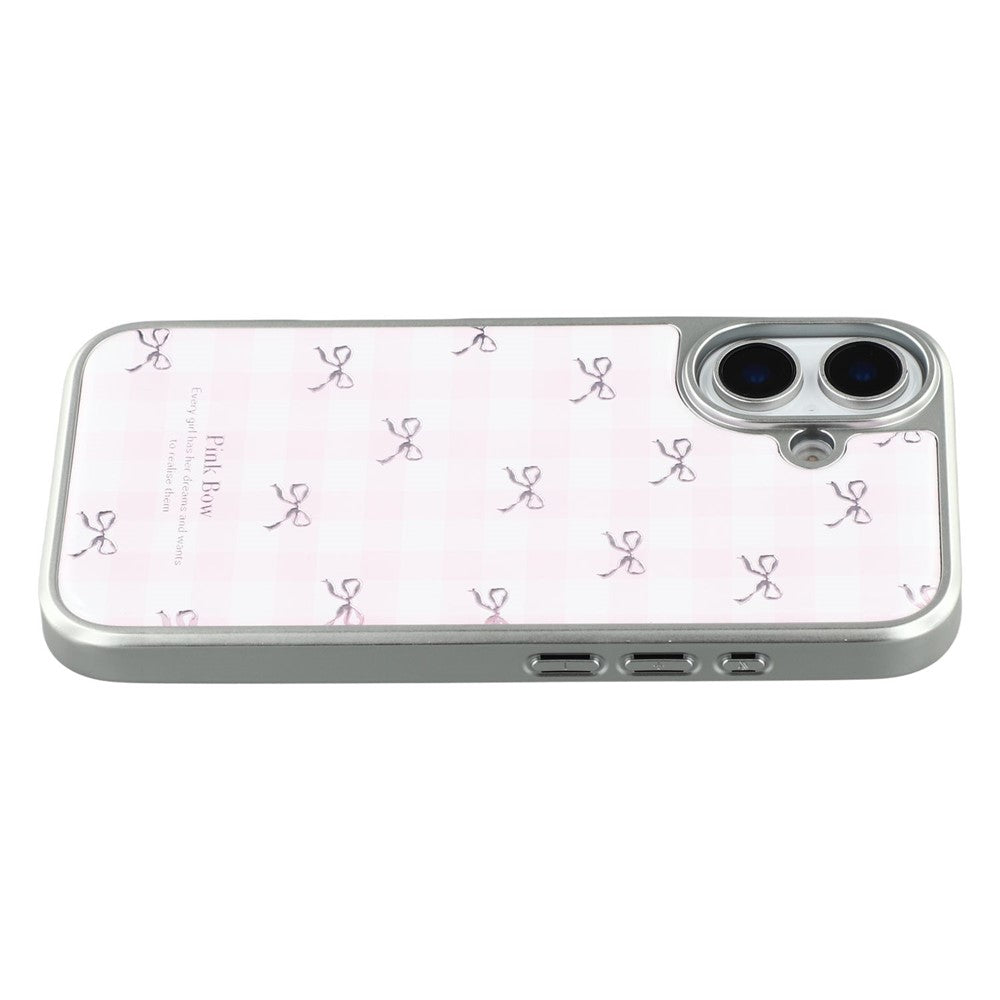 For iPhone 16 Case Lacquered Epoxy Pattern TPU + Acrylic Phone Cover Large Camera Cutout