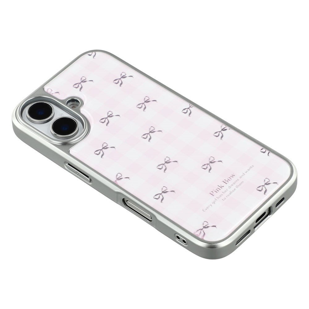 For iPhone 16 Case Lacquered Epoxy Pattern TPU + Acrylic Phone Cover Large Camera Cutout