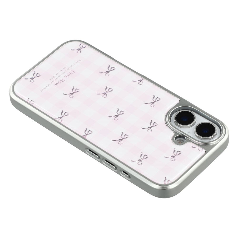 For iPhone 16 Case Lacquered Epoxy Pattern TPU + Acrylic Phone Cover Large Camera Cutout
