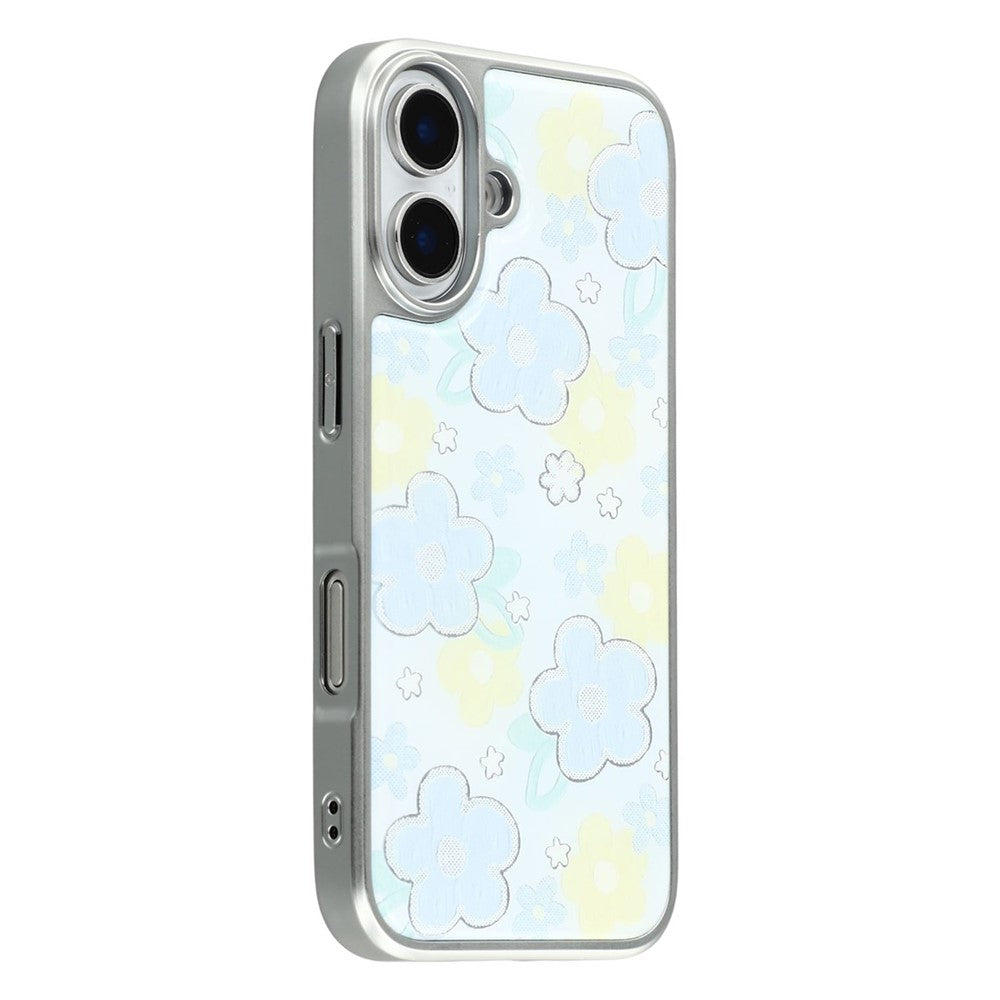 For iPhone 16 Case Lacquered Epoxy Pattern TPU + Acrylic Phone Cover Large Camera Cutout