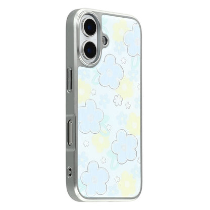 For iPhone 16 Case Lacquered Epoxy Pattern TPU + Acrylic Phone Cover Large Camera Cutout