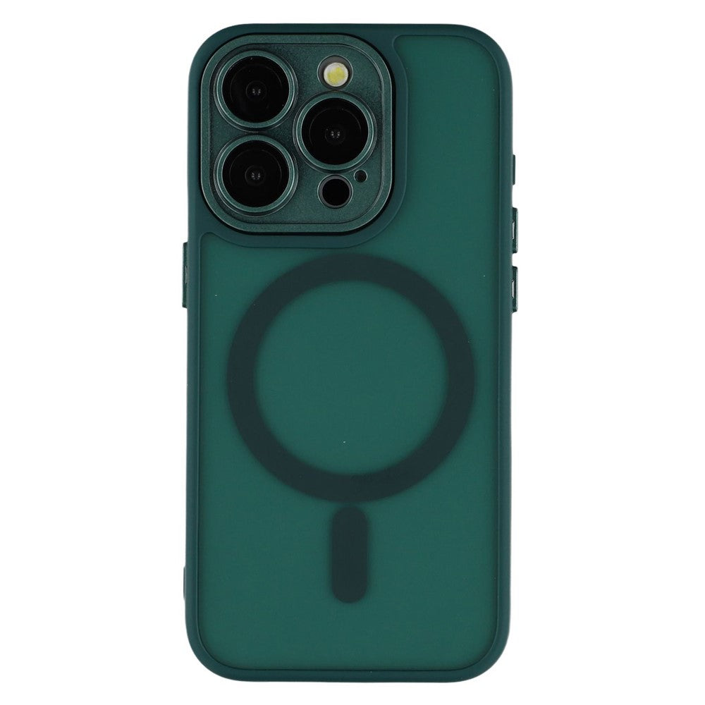 For iPhone 15 Pro Case Compatible with MagSafe PC + TPU Matte Phone Cover with Glass Lens Film