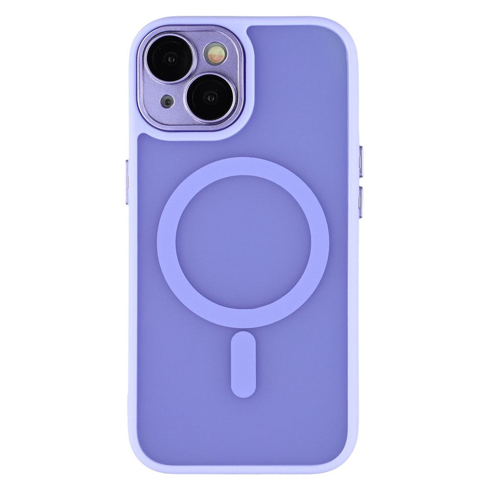 For iPhone 15 Case Compatible with MagSafe PC + TPU Matte Phone Cover with Glass Lens Film