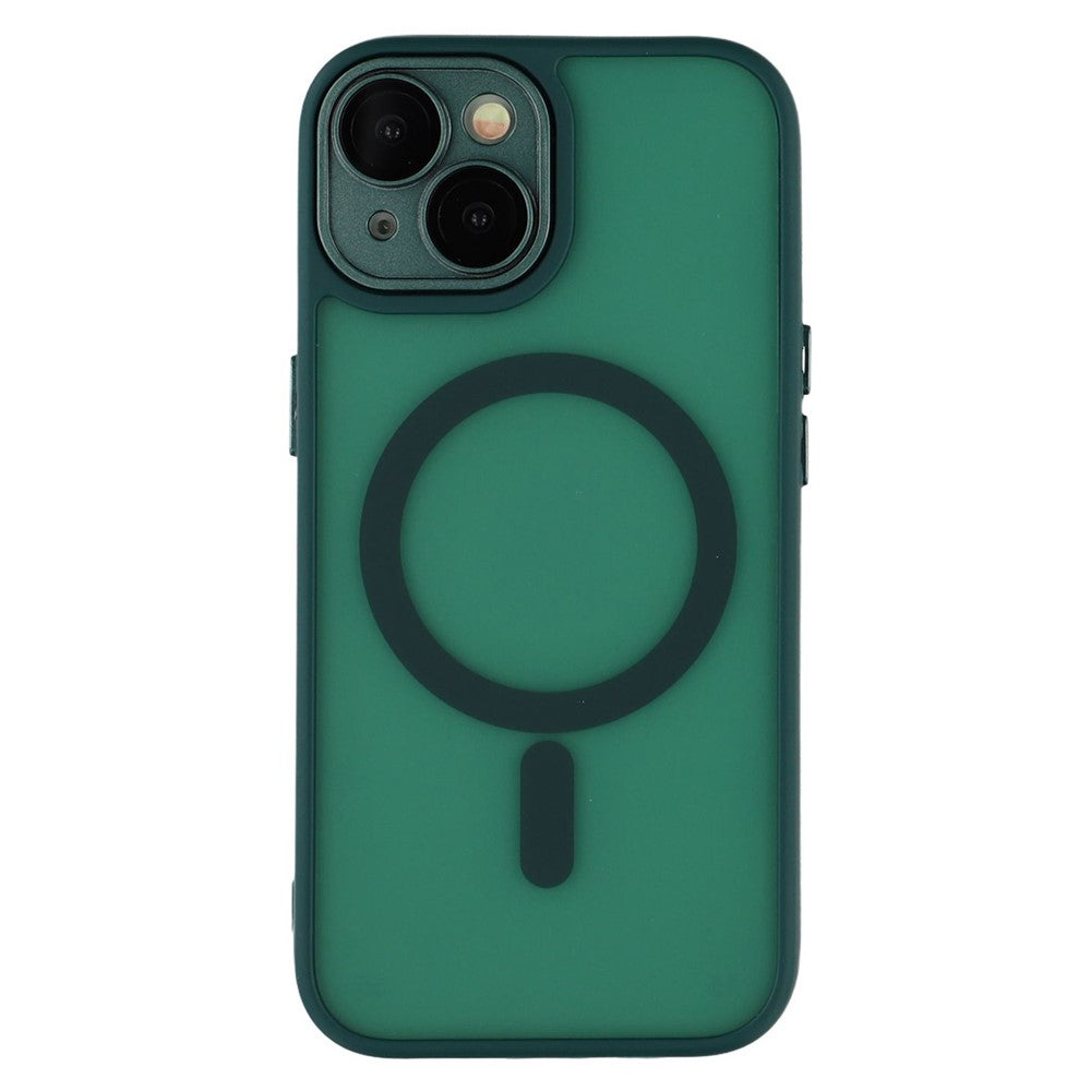 For iPhone 15 Case Compatible with MagSafe PC + TPU Matte Phone Cover with Glass Lens Film