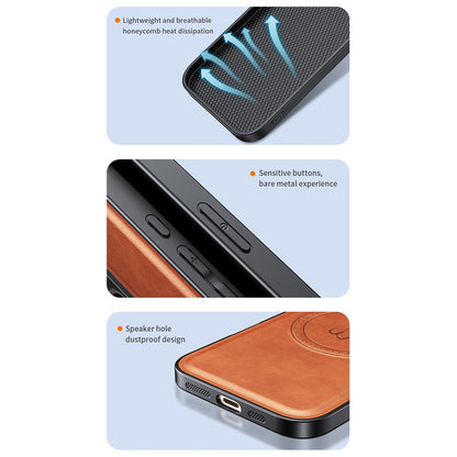 For iPhone 17e / 16e Magnetic Case PU + TPU + PC Phone Back Cover Drop Resistant