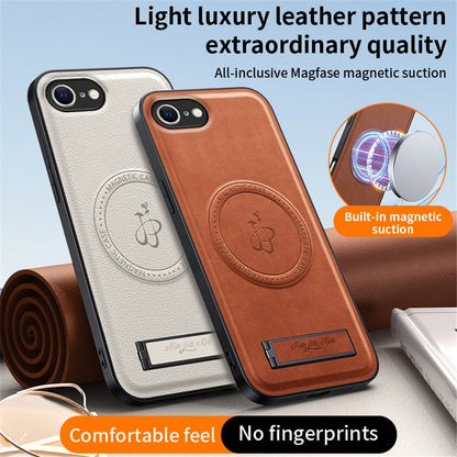 For iPhone 17e / 16e Magnetic Case with Kickstand PU + TPU + PC Phone Back Cover Drop Resistant