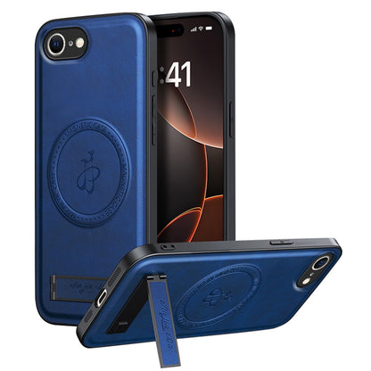 For iPhone 17e / 16e Magnetic Case with Kickstand PU + TPU + PC Phone Back Cover Drop Resistant