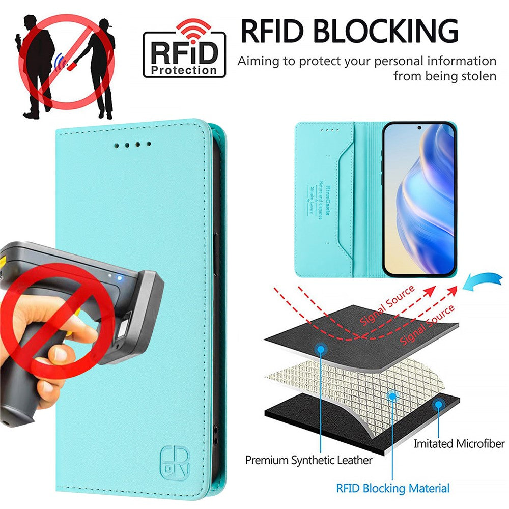 For iPhone 17e / 16e Leather Case RINACASIS RC01 Phone Cover with RFID Blocking Wallet Stand