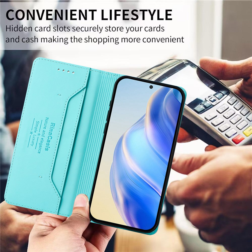 For iPhone 17e / 16e Leather Case RINACASIS RC01 Phone Cover with RFID Blocking Wallet Stand