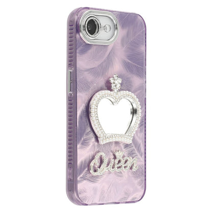 For iPhone 17e / 16e Case with Mirror IMD PC + TPU Phone Cover with Glass Lens Film