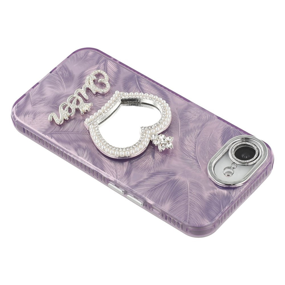 For iPhone 17e / 16e Case with Mirror IMD PC + TPU Phone Cover with Glass Lens Film