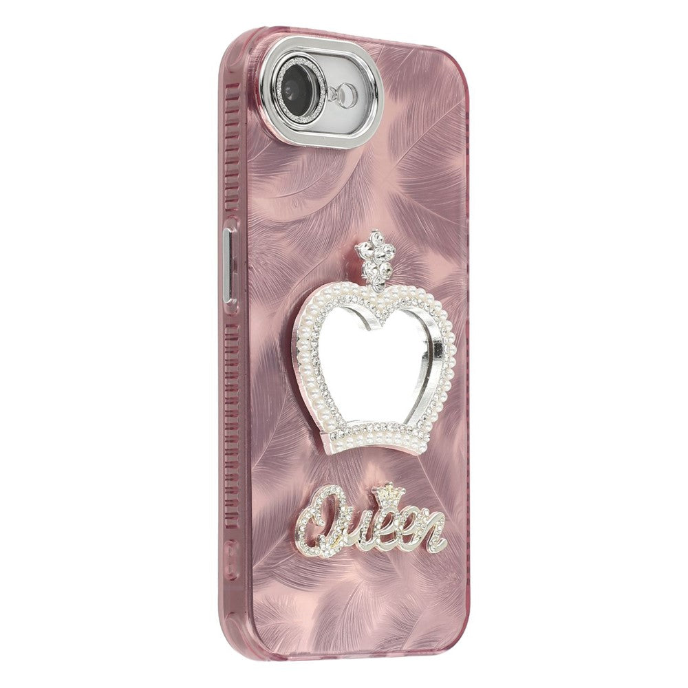 For iPhone 17e / 16e Case with Mirror IMD PC + TPU Phone Cover with Glass Lens Film