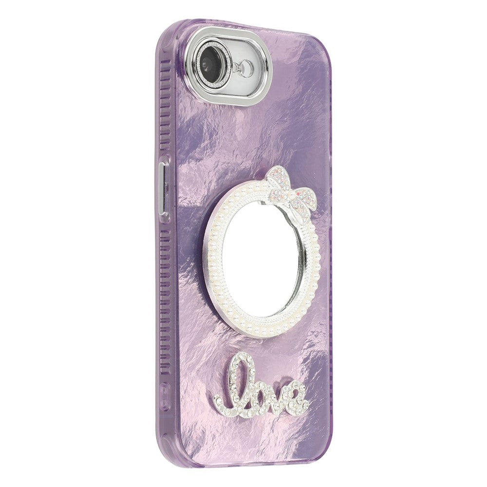 For iPhone 17e / 16e Case with Mirror IMD PC + TPU Phone Cover with Glass Lens Film