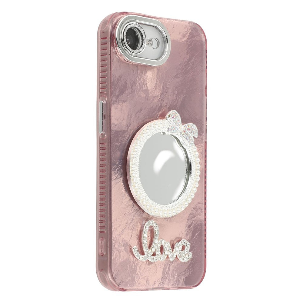 For iPhone 17e / 16e Case with Mirror IMD PC + TPU Phone Cover with Glass Lens Film
