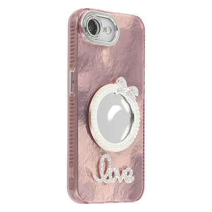 For iPhone 17e / 16e Case with Mirror IMD PC + TPU Phone Cover with Glass Lens Film