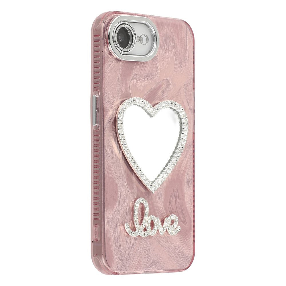 For iPhone 17e / 16e Case with Mirror IMD PC + TPU Phone Cover with Glass Lens Film