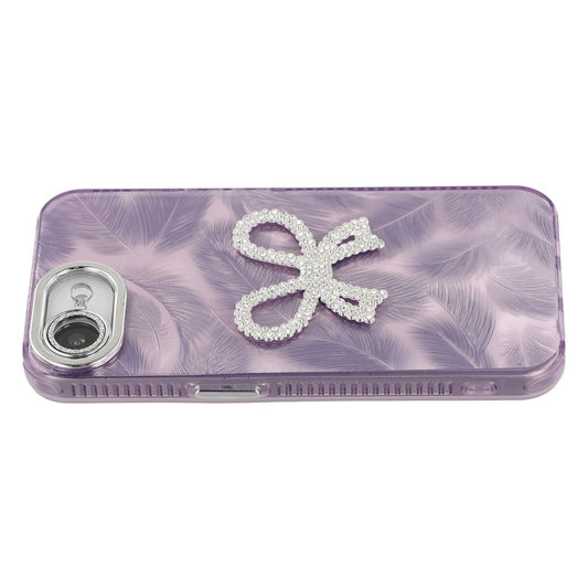 For iPhone 17e / 16e Case Big Bow Decor IMD PC + TPU Phone Cover with Glass Lens Film