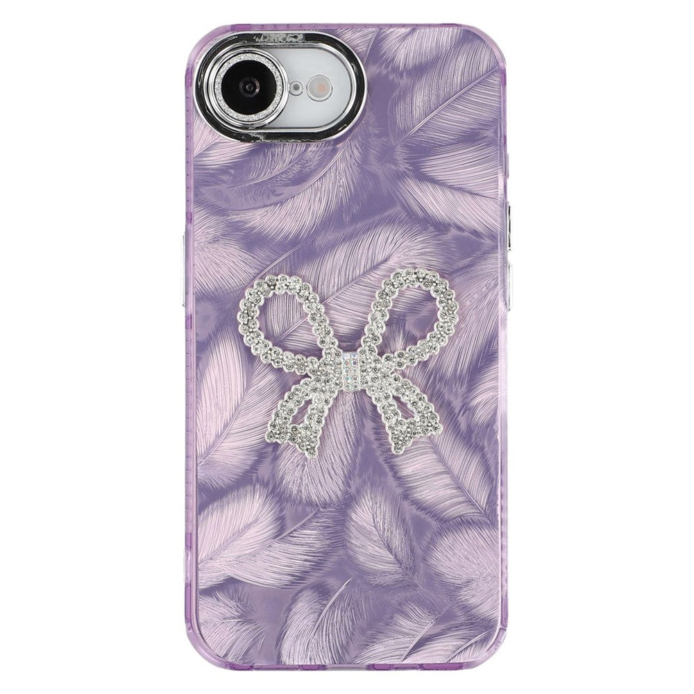 For iPhone 17e / 16e Case Big Bow Decor IMD PC + TPU Phone Cover with Glass Lens Film