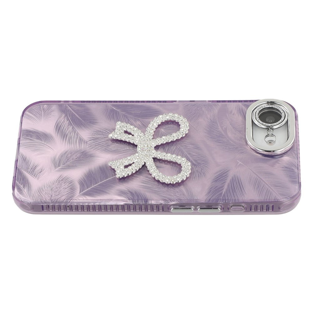 For iPhone 17e / 16e Case Big Bow Decor IMD PC + TPU Phone Cover with Glass Lens Film