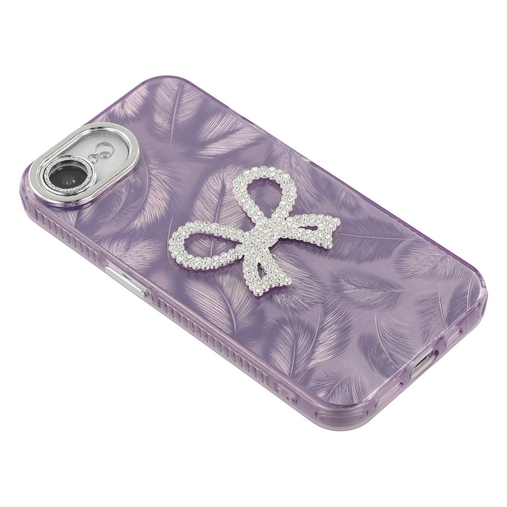 For iPhone 17e / 16e Case Big Bow Decor IMD PC + TPU Phone Cover with Glass Lens Film