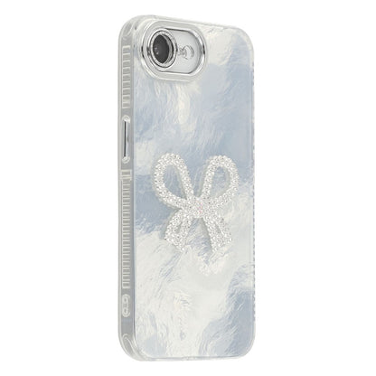 For iPhone 17e / 16e Case Big Bow Decor IMD PC + TPU Phone Cover with Glass Lens Film