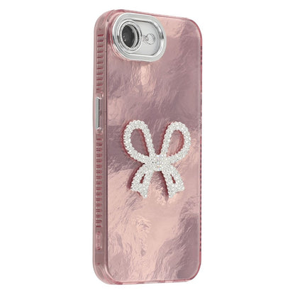 For iPhone 17e / 16e Case Big Bow Decor IMD PC + TPU Phone Cover with Glass Lens Film