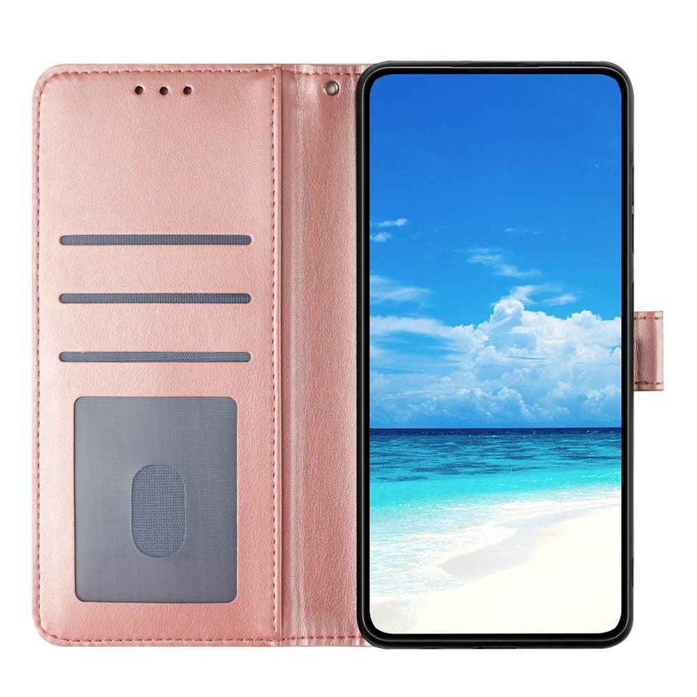 For iPhone 14 Wallet Case Rose Pattern Imprinted Leather Flip Stand Phone Cover