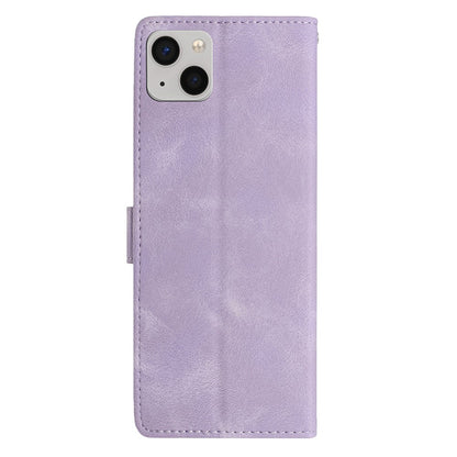 For iPhone 15 Wallet Case Rose Pattern Imprinted Leather Flip Stand Phone Cover